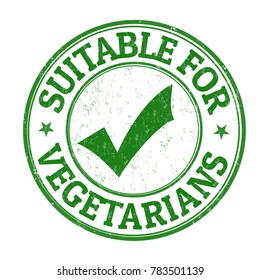 Suitable for vegetarians grunge rubber stamp on white background, vector illustration