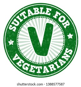 Suitable for vegetarians sign or stamp on white background, vector illustration