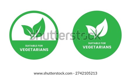 Suitable for Vegetarians stamp sticker with Leaves icon vector illustration. Suitable for Vegetarians sign, logo, badge, icon, sticker, label, emblem, stamp, symbol, black, line, flat vector.