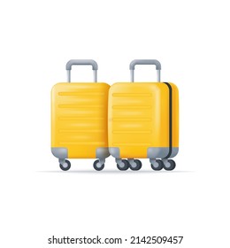 Suitcase 3D Vector Illustrations, isolated on white background. Travel packing concept