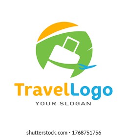 Suitcase and Airplane logo isolated on a white background in EPS10