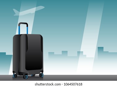 Suitcase in airport terminal