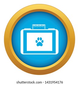 Suitcase for animals icon blue vector isolated on white background for any design
