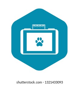 Suitcase for animals icon in simple style isolated on white background