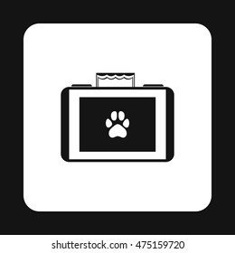 Suitcase for animals icon in simple style isolated on white background. Transportation of animals symbol
