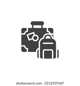 Suitcase, backpack vector icon. filled flat sign for mobile concept and web design. Travel accessories glyph icon. Luggage symbol, logo illustration. Vector graphics