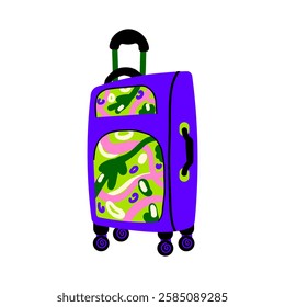 Suitcase, bag and backpack for travel. Travel luggage. Family traveling suitcase, cabin luggage and check in baggage. Vector illustration in flat hand drawn style design.