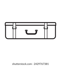 Suitcase bag, black outline, vector illustration in doodle style, coloring book
