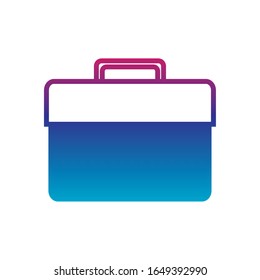 Suitcase bag gradient line style icon design, Case office school university travel baggage luggage handle leather and trip theme Vector illustration
