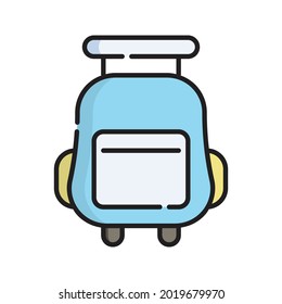 Suitcase bag Icon Vector Illustration. Flat Outline Cartoon. Travel and Tourism Icon Concept Isolated Premium Vector