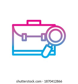 Suitcase bag and lupe gradient style icon design, Case office school university travel baggage luggage handle leather and trip theme Vector illustration