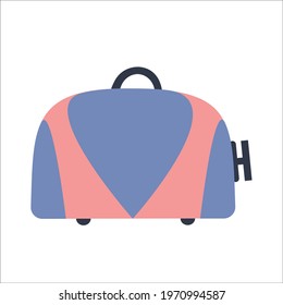 Suitcase bag on an isolated background. Road luggage for travel and travel. Flat vector illustration. Time relax.