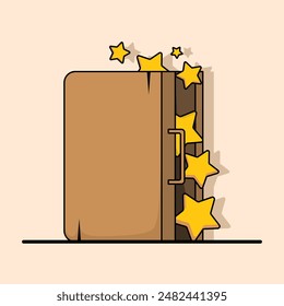 Koffertasche Star Icon Concept. Konzept des isolierten Premium-Vektorgrafik-Geschäftsobjektsymbols Koffer mit Sternsymbol-Vektorillustration. Pädagogisches Gestaltungskonzept. Flacher Zeichentrickstil