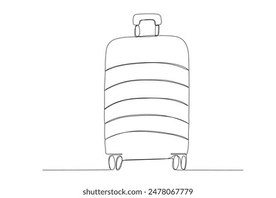 Suitcase, baggage one line icon. Doodle drawing isolated on white background.