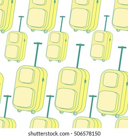 suitcase, baggage yellow seamless pattern vector illustration
