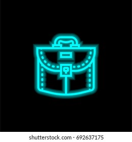 Suitcase blue glowing neon ui ux icon. Glowing sign logo vector