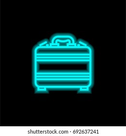 Suitcase blue glowing neon ui ux icon. Glowing sign logo vector