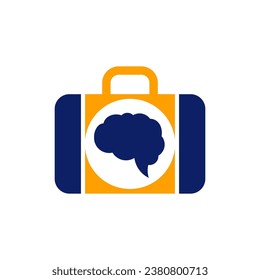Suitcase Brain logo design vector. Creative Brain logo concepts template