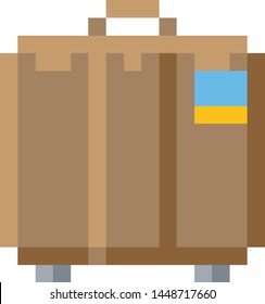 Suitcase or brief case icon in a pixel 8 bit video game art style