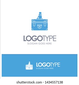 Suitcase, Briefcase, Business, Case, Documents, Marketing, Portfolio Blue Solid Logo with place for tagline