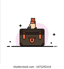 Suitcase, Briefcase, Business, Case, Documents, Marketing, Portfolio  Business Flat Line Filled Icon Vector Banner Template. Vector Icon Template background