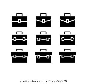 suitcase, briefcase, document folder - set of vector icons