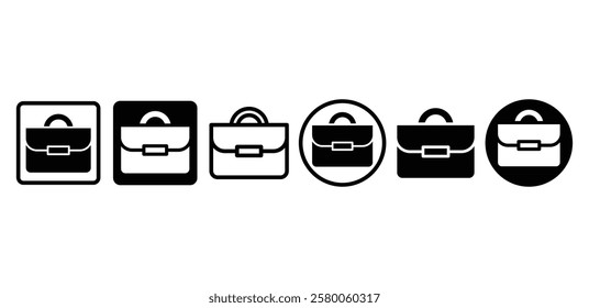 suitcase briefcase icon symbol vector design simple outline and black filled color flat illustration sets