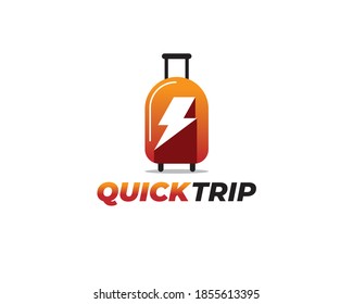 suitcase briefcase with lightning sign on it indicating its a quick trip logo 