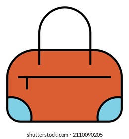 Suitcase briefcase travelling bag with blue and orange color vector design symbol illustration