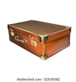 suitcase brown old vintage travel, trip, vector