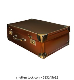 suitcase brown old vintage travel, trip, vector