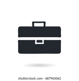 Suitcase for business or for documents flat icon