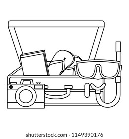 suitcase with camera and snorkel