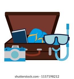 suitcase with camera and snorkel