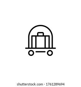 Suitcase cart icon vector in black line style icon, style isolated on white background