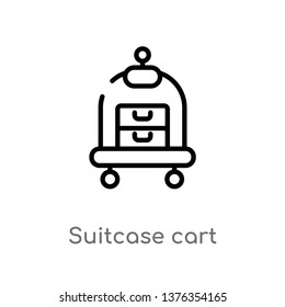 suitcase cart vector line icon. Simple element illustration. suitcase cart outline icon from transport concept. Can be used for web and mobile