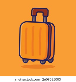 Suitcase Cartoon Illustration. Vector Icon Flat Cartoon Style. Cheerful Colors. Bold Outline.