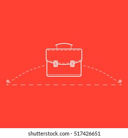 Suitcase. Case. Portfolio. Delivery. Red Background