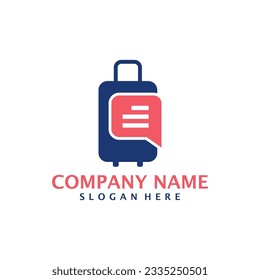 Suitcase with Chat logo design vector. Suitcase logo design template concept