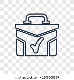 Suitcase with Check concept vector linear icon isolated on transparent background, Suitcase with Check concept transparency concept in outline style