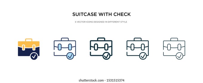suitcase with check icon in different style vector illustration. two colored and black suitcase with check vector icons designed in filled, outline, line and stroke style can be used for web,