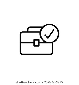 Suitcase check icon with outline style