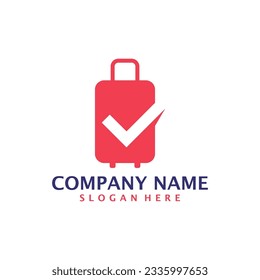 Suitcase with Check logo design vector. Suitcase logo design template concept