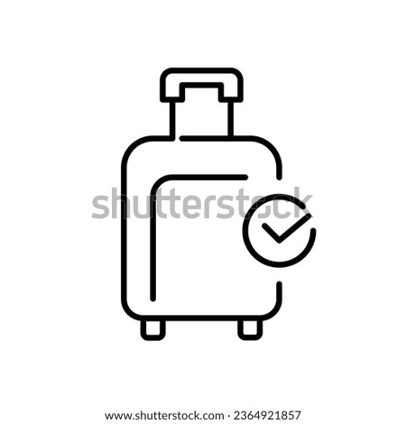 Suitcase with checkmark. Approved cabin luggage. Pixel perfect, editable stroke