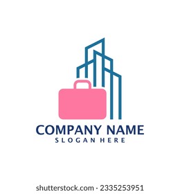 Maleta con el vector de diseño del logo de la ciudad. Concepto de plantilla de diseño de logotipo en mayúsculas