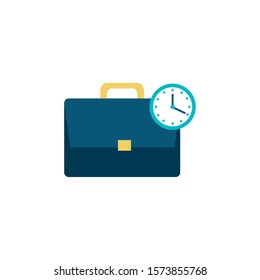 suitcase with clock flat style icon vector illustration design