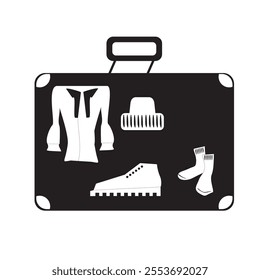 Suitcase with clothes sign symbol infographic