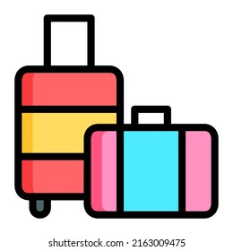 Suitcase in color filled icon. Briefcase, luggage, vacation, travel, holiday