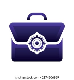 suitcase compass logo gradient design template icon element