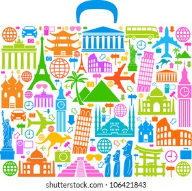 suitcase composed from different travel elements